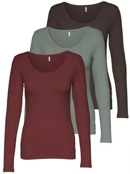 Лонгслив ONLY 3er-Set Basic Langarmshirt, цвет Mix7 SA/HF/LP