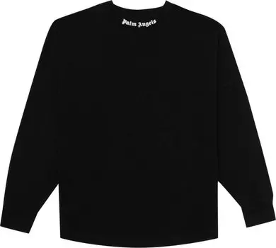 Лонгслив Palm Angels Classic Logo Long-Sleeve Over Tee 'Black/White', черный