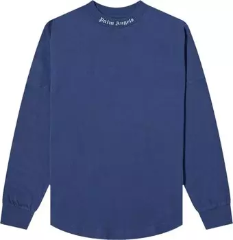 Лонгслив Palm Angels Classic Logo Over Long-Sleeve Tee 'Blue Iridescent', синий