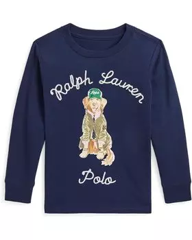 Лонгслив Polo Ralph Lauren Kids Dog-Print Cotton Long Sleeve Tee, цвет Refined Navy