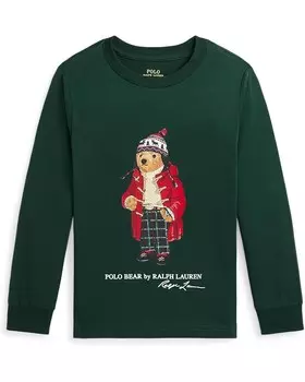 Лонгслив Polo Ralph Lauren Kids Polo Bear Cotton Long Sleeve Tee, цвет College Green Ho24 Bear