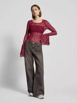 Лонгслив полупрозрачного дизайна, модель «FRANCIE» Noisy May, бордовый