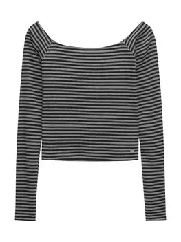 Лонгслив Pull&Bear Shirt, цвет mottled grey/black