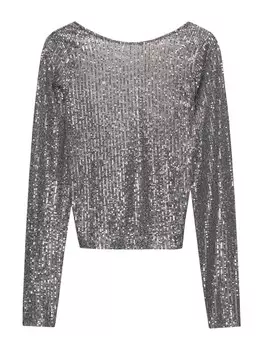 Лонгслив Pull&Bear Shirt, серебряный