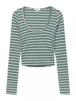 Лонгслив Pull&Bear, темно-зеленый