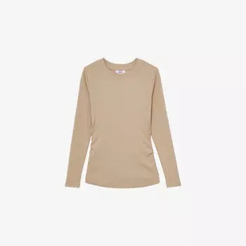 Лонгслив Reiss хлопковый однотонный, бежевый