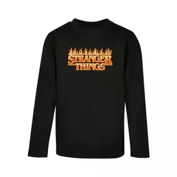 Лонгслив с длинным рукавом «ABSOLUTE CULT для мужчин и детей Stranger Things - Fire Logo с длинным рукавом», черный
