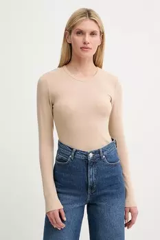 Лонгслив с добавлением шерсти LUTEST Munthe, бежевый