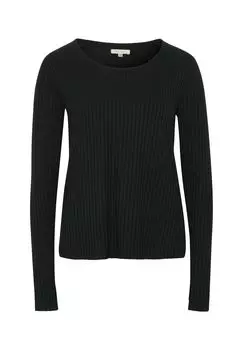 Лонгслив с изящным ребристым узором DETTO FATTO, черный