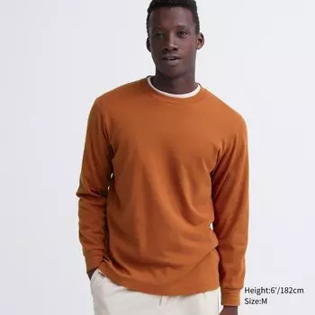 Лонгслив с начесом Uniqlo, оранжевый
