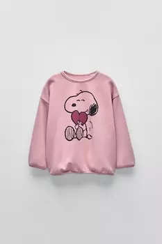 Лонгслив с принтом Snoopy Peanuts ZARA, светло-розовый