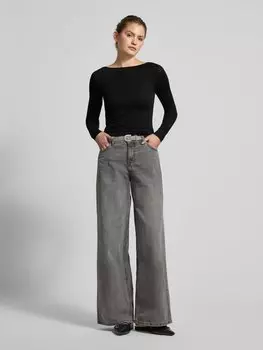 Лонгслив с вырезом-лодочкой WEEKDAY, черный