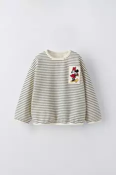 Лонгслив с вышитой минни маус disney ZARA, черный