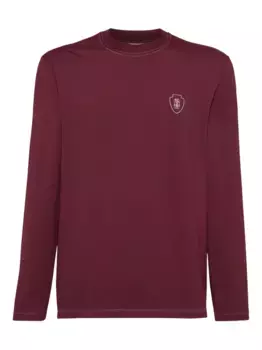 Лонгслив с вышитым логотипом Brunello Cucinelli, красный