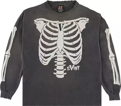 Лонгслив Saint Michael x Vlone Bone Long-Sleeve 'Black', черный