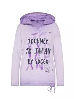 Лонгслив soccx Shirt 'Konnichiwa', фиолетовый