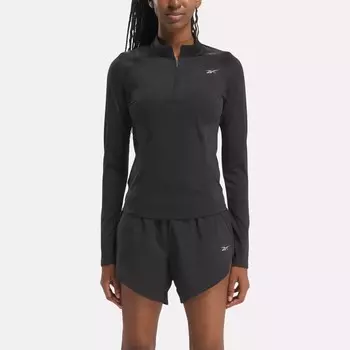 Лонгслив спортивный с молнией на четверть Reebok, черный