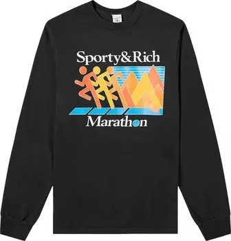 Лонгслив Sporty &amp; Rich 94 Running Club Long-Sleeve 'Black/White', черный