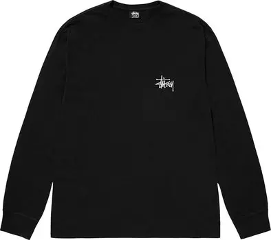 Лонгслив Stussy Basic Pigment Dyed Long-Sleeve Tee 'Black', черный