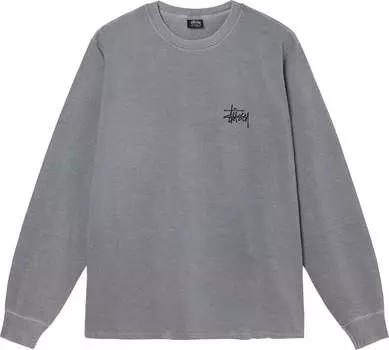 Лонгслив Stussy Basic Pigment Dyed Long-Sleeve Tee 'Grey', серый