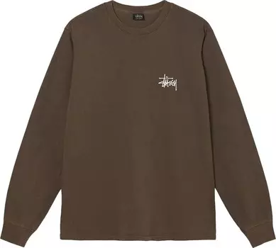 Лонгслив Stussy Basic Pigment Dyed Long-Sleeve Tee 'Coffee', коричневый