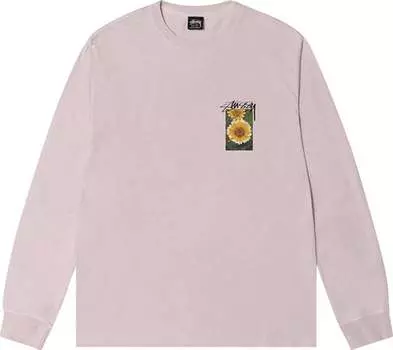Лонгслив Stussy Flower Grid Pigment Dyed Long-Sleeve Tee 'Blue', розовый