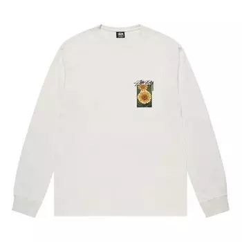 Лонгслив Stussy Flower Grid Pigment Dyed Long-Sleeve Tee 'Natural', белый