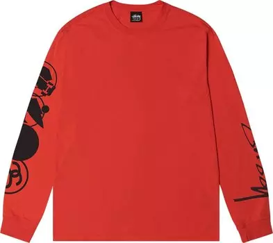 Лонгслив Stussy Stacked Pigment Dyed Long-Sleeve Tee 'Tomato', красный