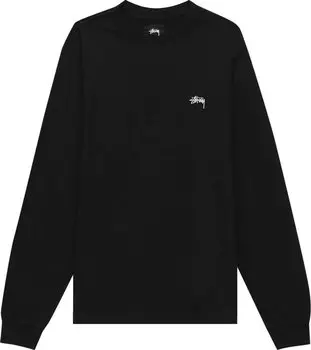 Лонгслив Stussy Stock Logo Long-Sleeve Tee 'Black', черный