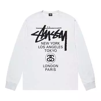Лонгслив Stussy World Tour Long-Sleeve Tee 'White', белый