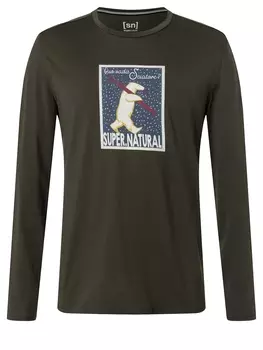 Лонгслив super.natural Merino, зеленый