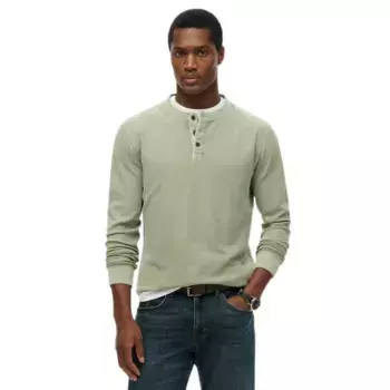 Лонгслив Superdry Lw Textured Grandad, зеленый