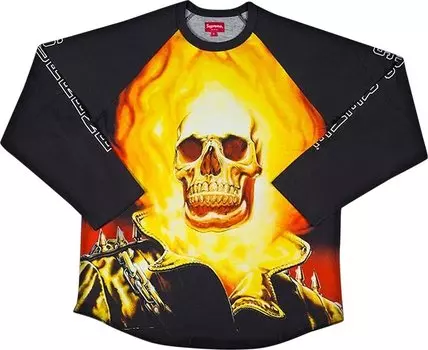 Лонгслив Supreme Ghost Rider Raglan Long-Sleeve Top 'Black', черный