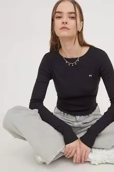 Лонгслив Tommy Jeans, черный