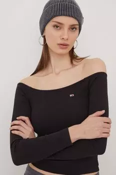 Лонгслив Tommy Jeans, черный