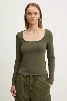 Лонгслив Tommy Jeans, зеленый