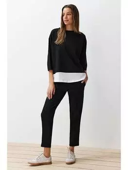 Лонгслив trendyol, черный/белый