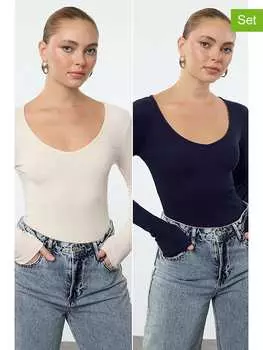 Лонгслив trendyol, цвет creme/dunkelblau