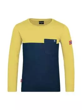 Лонгслив Trollkids Bergen, цвет Marineblau/Dunkelgelb