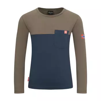 Лонгслив Trollkids Bergen, цвет Mokkabraun/Dunkelblau