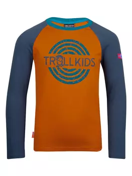 Лонгслив Trollkids Preikestolen, цвет Hellbraun/Dunkelblau