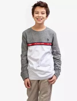 Лонгслив U.S. Polo Assn. Boys Uspa, белый/серый