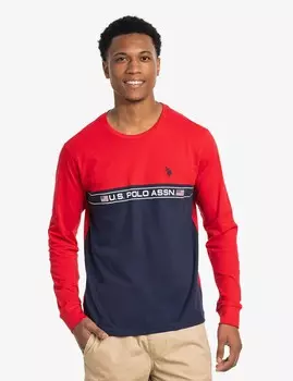 Лонгслив U.S. Polo Assn. Colorblock Pieced, красный