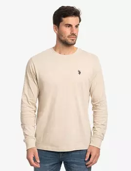 Лонгслив U.S. Polo Assn. Solid, светло-бежевый