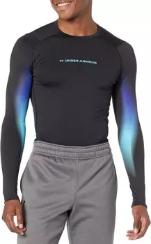 Лонгслив Under Armour Heatgear Armour Novelty Fitted Long Sleeve, цвет Black/Blue Surf
