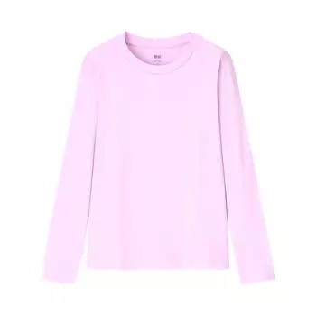 Лонгслив Uniqlo Cotton Crew Neck, светло-фиолетовый