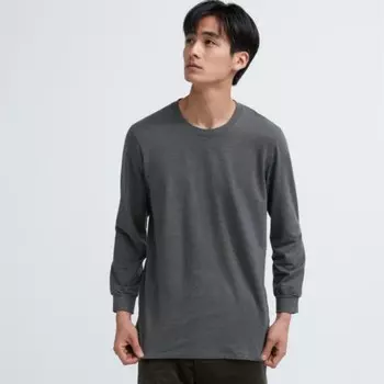 Лонгслив Uniqlo Extra Warm Cotton, темно-серый