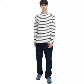 Лонгслив Uniqlo Striped, белый/синий