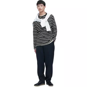 Лонгслив Uniqlo Striped, черный/белый