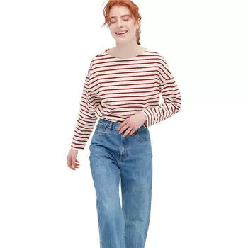 Лонгслив Uniqlo Striped, красный